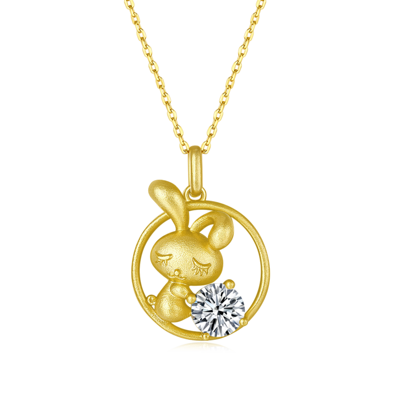 Rabbit Moissanite Diamond Necklace from the Chinese Zodiac Series 1.0 Carat